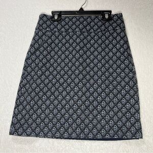Ann Taylor Pencil Skirt Size 2 Blue White Geometric Print Lined Career Office
